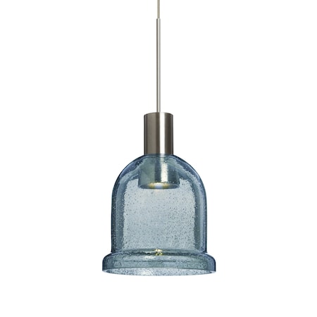 Besa Lighting Kiba Cord Pendant, Blue Bubble, Satin Nickel Finish, 1x3W LED 1XT-KIBABL-LED-SN